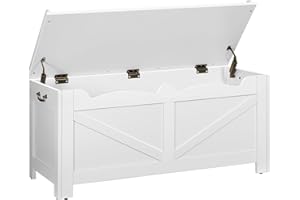 Hzuaneri Cassapanca 100 cm, Panca Contenitore da Interno, Panca Portaoggetti, Pouf Contenitore Rettangolare, 40 x 100 x 48 cm, per Corridoio, Camera da Letto, Soggiorno, Bianco SB04503X