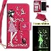 Produktbild iPhone 8 lederhülle ledercase,iPhone 7 Luminous Leder Wallet Tasche Brieftasche Schutzhülle,Fanryn Schönes Mädchen und Katzen Muster Nacht Leuchtende Design Hochwertige PU Leder Flip Tasche Case Hülle im Bookstyle mit Standfunktion Kredit Kartenfächer für Apple iPhone 7 / iPhone 8 (Rose Rot)