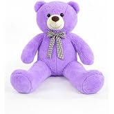 90 cm Rengarenk Papyonlu Peluş Ayıcık -% 100 YERLİ Lila
