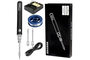 Treedix Kit de soldador, herramientas de soldadura de 8 W con temperatura ajustable de 330 a 450 ℃, soldador eléctrico inalámbrico/cable de carga USB/soporte de soldadura/3 puntas para soldadura y