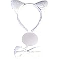 Lizzy ANIMAL EARS BOW TAIL SET Costume Accessory Fancy Dress Party Kids Adults Headband (Polar Bear Set)