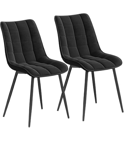 WOLTU 2 x eetkamerstoelen zwarte fluwelen stoel voor keuken/woonkamer/café BH259sz-2