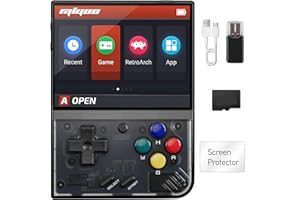 Whatsko Miyoo Mini Plus Console De Jeux Portable,Miyoo Mini+ Console Rétro 64GB avec 20000+ Jeux,3.5 Pouces IPS Screen 3000mAh Supporte Wireless Gamepad Pocket Handheld Game Console(Noir)