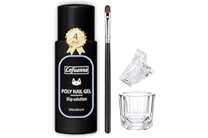 LOFUANNA Slip Solution 120ML Poly Gel Slip Solution Quick Anti-Stick Poly Gel Slip Solution Acrylic Liquid Slip Solution for Poly Gel Nails With Nail Brush and Acrylic Glass for UV/LED Nail Tips & Extensions