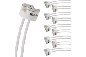 Evolution MR16 Lampenfassung GU5.3 LED Sockel | Keramiksockel mit 0,75mm² Silikongeschütztem Kabel für LED- und Halogen Leuchtmittel | Max 100W 12V | 10er Set
