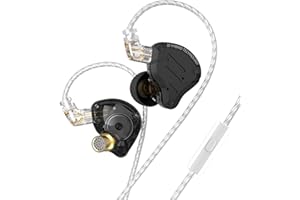 KINBOOFI KZ ZS10 Pro In-Ear-Monitor, 4BA 1DD KZ Kopfhörer Multi-Treiber in Ear Kopfhörer IEM, on Stage HiFi Monitor für Sänger Gitarristen Schlagzeuger (Mattschwarz mit Mikrofon)