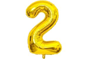 DAZAKA Ballon Anniversaire 2 Ans Or - 101 CM Ballon Chiffre Numéro 2 Doré - Décoration Anniversaire 2 Ans - Décoration Fête - Vole Grâce à l'Hèlium