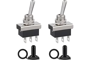VEXUNGA KN3D-102 Toggle Switch 3-Pin Switch 12 V Waterproof On/On 25 A 12 Volt 3Pin 2Position with Waterproof Cap (Pack of 2)