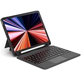 Fogy Apple İpad Air 11 M2/M3 6.nesil 2024/2025 ile Uyumlu Işıklı Bluetooth Klavyeli Mag Touchpad Standlı Kılıfı