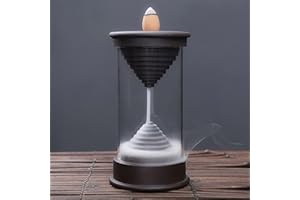 ‎REAWOW REAWOW Rückfluss Räuchergefäß für Räucherkegel Backflow Räucherstäbchenhalter mit 20PCs Rückfluss Räucherkegel Handgearbeitete Keramik,ideal als Home Deko, Yoga Deko oder Meditation Zubehör