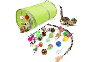 Petnice 21Pcs Cat Toys Kitten Toys Collapsible Tunnel Interactive Feather Wand Ball Toy for Indoor Cats