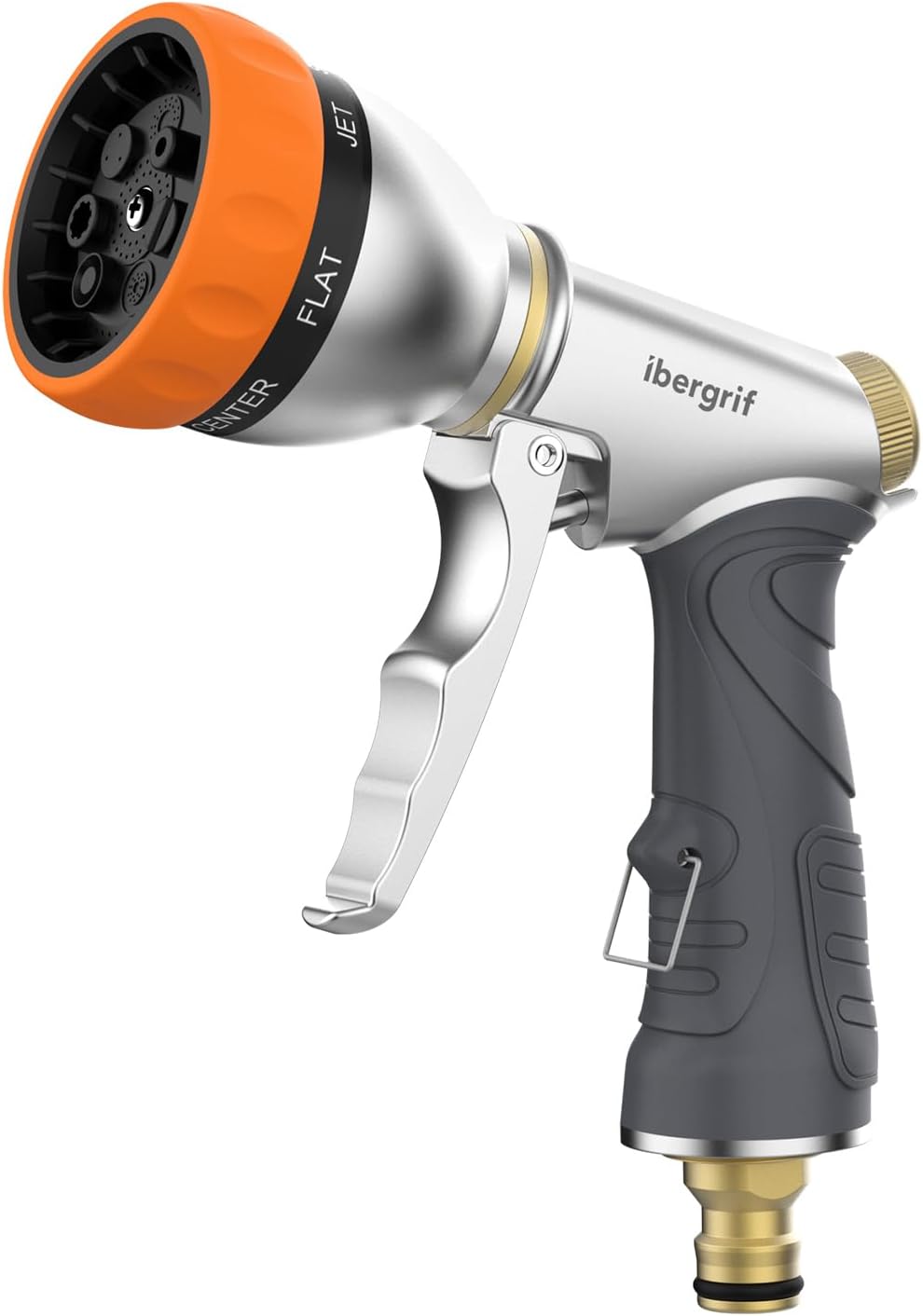 Ibergrif M20285 Pistola De Manguera De Jardín, Pistola de Agua a Presión con Boquilla de Latón Completa, Con Boquilla 7 Patrones De Riego, Para Lavar Coches, Mascotas, Regar el Jardín