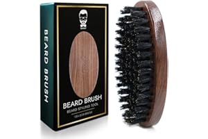 Brosse à Barbe en Poils de Sanglier - Sakkal | Brosse Lissante et Antistatique pour Barbe Douce et Bien Entretenue | Accessoire Homme Durable et Compact pour Soins Quotidiens