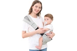 GAGAKU Bagażnik dla małych dzieci, regulowany, wyściełany, przenośny, ergonomiczny uchwyt dla niemowląt z antypoślizgowym siedziskiem, dla niemowląt i małych dzieci (6,4-20 kg), jasnoszary