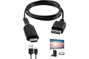 KeyQueen PS1/PS2 to HDMI Adapter Cable, PS2 to HDMI Converter Cord, HD Video Audio Multimedia Interface Cable Link Connector Supports 720P/1080P Output for PS1/PS2 Game Consoles Projector Monitor TV
