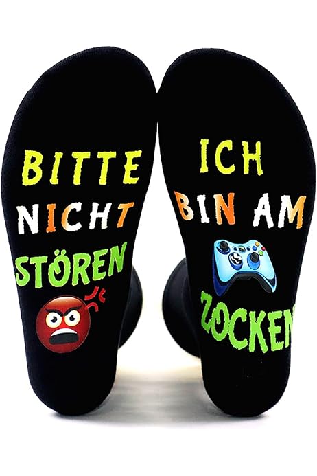 Zocker Socken Mit Spruch 'Bitte Nicht Stören' - 2 Paar Gaming Socken Mit Türschild