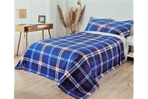 LUGA SHOP Coordinato Completo Letto Lenzuola In Morbido Pile Singolo Matrimoniale Scozzese (SINGOLO, Lele-2)