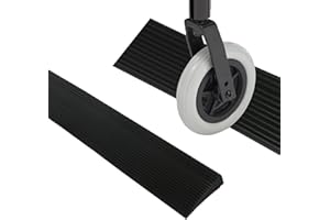 CHINGCOO Rampe de seuil de Porte, Rampe de seuil, en PVC, Surface antidérapante, en Caoutchouc, pour Fauteuil Roulant, Poussette, déambulateur ou Scooter électrique 90 x 8 x 2.5 cm