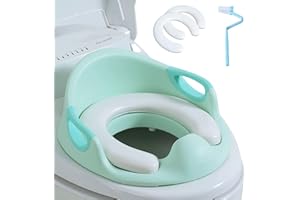NUKIED Réducteur de Wc - Reducteur Toilette Enfant |Siège Toilette Wc Enfant|Rehausseur Wc Enfant avec Poignée et Dossier|Adaptateur Wc Enfant |Tampons PU souples*2, Brosse*1