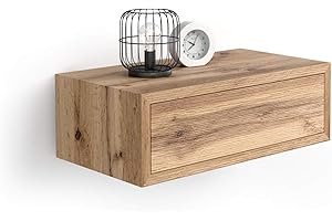 Mobili Fiver, Comodino sospeso Riccardo, Rovere Rustico, Nobilitato, 45 cmx25 cmx15.5 cm, Comodino moderno per Soggiorno e camera, Made in Italy