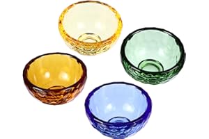 IMIKEYA Trinket Dish 4pcs Crystal Buddha Offering Bowls Buddhism Water Bowl Cups Colored Offering Bowls for Yoga Meditation Altar Tibetan Buddhist Supplies 6cm Buddhist Water Bowls