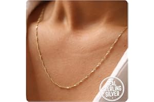 Softfree Singapur Twist Kette Silberkette Damen 925 ohne Anhänger Kette Silber 925/585 Vergoldetes Silber Halskette Silber Gold Frauen 925 Sterling Silber Kette Schmuck Geschenke Mädchen 35CM-55CM