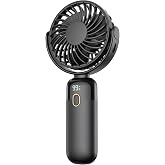 Warmco K70 Taşınabilir Şarjlı El Vantilat&ouml;r&uuml; 2400mAh 360&deg; D&ouml;ner Başlıklı Standlı Dijital Ekranlı Soğutucu Fan Siyah