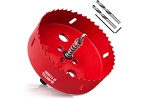 Yeepeo Sierras de Corona 110mm, M42 HSS Bi-Metal Corona Taladro con Adaptador Hexagonal y Taladro, Corona Metal para Pladur Madera Plástico, 1 pieza Rojo