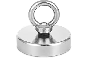 TIDEVAN Magnete da Pesca Calamite,Capacità di Carico 100kg Magnete da Pesca,Diametro 60 mm,Magnete da Pesca Calamite con golfare e Foro Svasato per Pesca Salvataggio Fluviale e recupero fiume