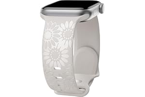 ABOVEACC Sonnenblume Gravierte Armband Kompatibel mit Apple Watch Armband 38mm 40mm 41mm 42mm 44mm 45mm 49mm Damen, Weich Silikon Sport Ersatzarmband für iWatch Serie Ultra 9 8 7 SE 6 5 4 3 2 1