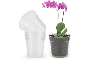 KINGLAKE Lot de 6 pots de fleurs rigides en plastique transparent de 11,5 cm pour intérieur ou extérieur, balcon, bureau
