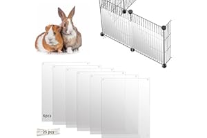 ONCPCARE Confezione da 6 fodere per gabbia per animali domestici, 26 x 21 cm, rivestimento laterale trasparente per conigli, porcellini d'India, con fori per ricci, criceti, coniglietti e altri piccoli