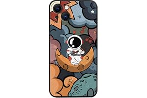 Yonds Queen Compatible with iPhone 12 Pro Case, Cute Fun Cartoon Astronaut Guitars Moon Painting Design Stylish Soft TPU Bumper Shockproof Anti-Slip Protector Case (iPhone 12 Pro, Moon)