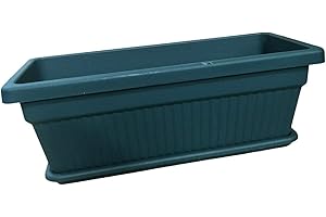 Tamersgifts Heavy Duty Windowsill Trough Window Box Plastic Plant Pots with Matching Saucer (Green, L 75.5cm x W 31cm x H 28cm)
