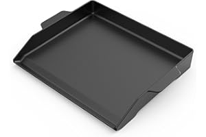 Onlyfire BBQ Griddle Plancha Universal de Hierro Fundido Esmaltado, Placa de parrilla con Paredes Laterales Extra Altas para Parrilla de Gas y Estufa, 47.2 x 35.5 cm