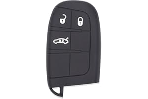 LAGE [Portachiave] Guscio in Silicone per Telecomando Jeep Renegade Cherokee Fiat 500X Fremont Chrysler Dodge (vedere compatibilità nelle foto) 3 Tasti (NERO)