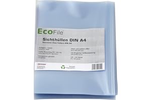 ‎KRANHOLDT Sichthüllen Aktenhüllen / 100 Stück / A4 nachhaltig, extra stark, Recycling-PP 140 my, mit Griffaussparung, oben und seitlich offen, Farbe: transparent genarbt