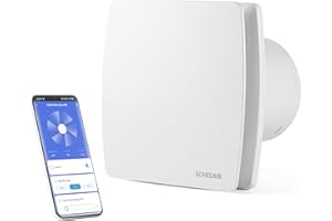 SCHEEAIR Nova100 100mm Smart WiFi Badlüfter mit Luftfeuchtigkeitssensor, Bewegungsensor und Nachlaufzeit zur Wandmontage, Deckenmontage, Abluftventilator für Bad, Dusche, Wandventilator weiß
