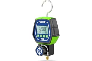 MR CARTOOL Manómetros Digitales Bomba de Vacío Aire Acondicionado y Prueba con 90 Refrigerantes R32 R134A R410A HVAC, Probador de Fugas de Vacío para Probar y Mantener Sistemas de Refrigeración