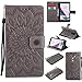 Produktbild Lonchee LG G4 Leder Wallet Tasche Brieftasche Schutzhülle , Sonnenblumen geprägten Muster Design Hochwertige PU Leder Folio Tasche Case Hülle im Bookstyle mit Standfunktion Kredit Kartenfächer (grau)