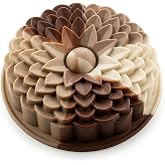 Deconox Klasik Dilimli &Ccedil;i&ccedil;ek Tasarımlı Silikon Kek Kalıbı - Yapışmaz ve Esnek Pasta Kalıbı (22x5 cm, 1 Adet)