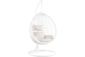 Fauteuil Suspendu Balançoire pour Extérieur et Intérieur en Rotin Blanc Design Ultra Moderne et Conception Solide pour Salon ou Jardin Beliani