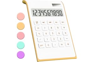 QpenguinBabies Taschenrechner, 10-stelliger Solarbatterie, Dual-betriebener Wirtschaftstischrechner, geneigtes LCD-Display, weiß