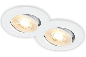 BRILONER - Set di 2 faretti LED da incasso 230V piatti, orientabili, luce bianca calda, faretti incasso, faretti led incasso, faretto led incasso, dimensione foro 68mm, 8x3,2 cm, bianco