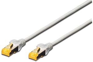 DIGITUS Cable LAN Cat 6A - 10m - Cable de red RJ45 - S/FTP Blindado - Compatible con Cat6 y Cat7 - Gris