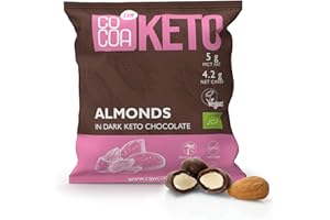 CO COA Amandes au Chocolat Noir Sans Sucre, paquet 70g - Célébration, Amandes enrobées Chocolat Céto, BIO et Vegan, Noix MCT, Sans OGM