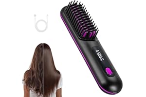 NATWO Glow Wave Heated Brush, 2025 Glow Wave Heated Brushs for Short Hair, Go Brush Pro - Cordless Mini Hair Straightener Comb for Travel and Frizz-Free Styling, Black
