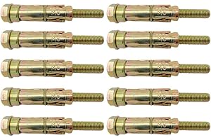 Tradeals 10 Piece M8 x 75mm Expansion Bolts Rawl Plugs Concrete Screws Ground Anchor Bolts For Use On Concrete Solid Brick Dense Blocks and Natural Stone