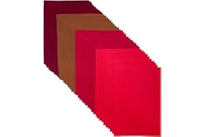 Jtnohx Farbige Filz, 1,4 mm Stark Filzstoff, 20 x 30 cm Weicher Bastelfilz zum Basteln, 40 Stück Filzblätter für Handarbeit DIY-Nähprojekt (rote Serie)