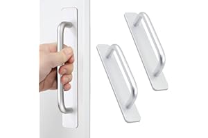 shuokang Pack of 2 Self-Adhesive Furniture Handles, Aluminium Cabinet Handles, Drawer Handles, Door Handles, No Drilling Handle for Wardrobe, Kitchen, Sliding Door, Balcony Door (148 mm, Silver)
